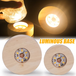 Wooden LED Display Base Light Luminous USB Lamp Holder for Crystal Ball Glass Resin Art Ornament Stand Decor Kids Gifts
