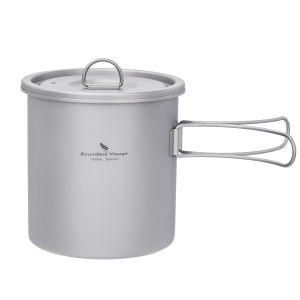 Boundless Voyage Titanium Pot Ultralight Backpacking Cookware with Folding Handle for Hiking & Camping W-Ti2060C