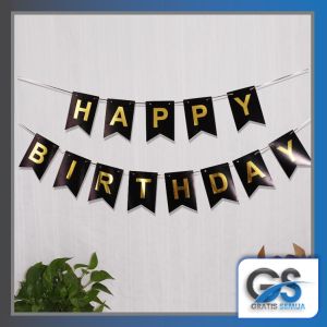 Gratis Semua - Banner Dekorasi Ulang Tahun / Bendera Ulang Tahun / Bunting Flag Happy Birthday / Backdrop Pesta