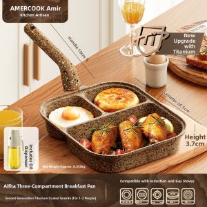 AMERCOOK | Non-stick Breakfast Pan 3 in 1