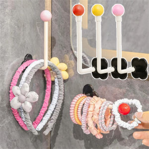 3ชิ้นที่ยึดแถบคาดศีรษะตั้ง180 ° แบบหมุนได้อุปกรณ์จัดระเบียบเครื่องประดับผมของเด็กผู้หญิงที่เก็บของในห้องน้ำตะขอไม่เจาะติดผนังตะขอแขวนกระเป๋ากุญแจ