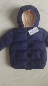 Girl Boy Autumn Winter Baby Kids Hooded Cotton Jacket Padded Cotton Coat Solid Color Hooded Down Jacket Hooded Long-sleeve Coat