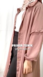 Ghanimi - Prinsa Tunik / Tunik Ruffle Polos / tunik kondangan kekinian / tunik gamis terbaru / tunik kerah asimetris korean style / tuni plos casual formal daily / tunik lengan bishop balon