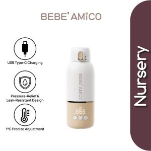 Bebe Amico Portable Electric Water Warmer 4-in-1 350ml | 45°C Keep Warm | Travel Friendly | BPA-Free