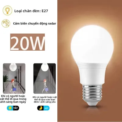 1 Bóng Đèn LED Cảm Biến Chuyển Động Radar E27 Tự Động Bật/tắt Từ Chiều Tối Đến Sáng Dùng Cho Trong Nhà Ngoài Trời Tầng Hầm Hiên Nhà Sân Vườn - Bóng Đèn Tiết Kiệm Năng Lượng