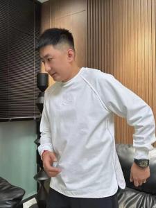 Spring Autumn Mens Simple Embroidery Side Zipper Sweatshirt High Quality Pure Cotton Comfortable Solid Color Long Sleeve Top