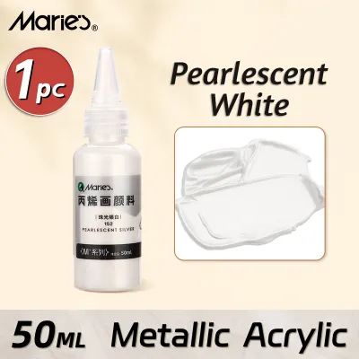 50ml Maries Metallic Acrylic Paint Pearlescent Rich Shiny Pigments with Bottle Golden Slivery for DIY Art Painting Wood Gl