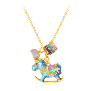 CTS S925 Silver Enamel Childlike Wooden Horse Necklace CHOW TAI SENG 周大生 S0N300758CH