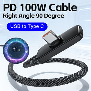 100W PD Power Right Angle USB Type C Braided Charging CordDelivery Aluminum Alloy Fast Charge Quick Data Transfer Gaming Cable
