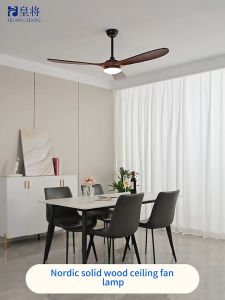 Home Decoration 42Inch 52Inch 60Inch Low Noise Remote Control Solid Wood Blade Modern Bldc Ceiling Fan with Led Light （With two rods 12.5cm/20cm）