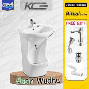 KCE🔥FreeStanding WUDU Basin Sink White Ceramic Two Level Design Suitable For Muslim Toilet Vudu Foot Wash Basin Bathroom