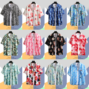 Áo Sơ Mi Nam Mùa Hè Rộng Rãi Tay Ngắn Họa Tiết Hoa Phong Cách Hawaii Thái Lan Đi Biển Phong Cách Nhật Bản INS Thời Trang Hợp Thời Trang