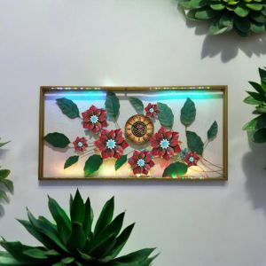✨COD✨E.HOME Wall decor  Jam hiasan dinding Aesthetic fram metal gold daun leaf ginko scandinavian/ wall decor Nordic dinding besi sofa ruang tamu decor aesthetic motif terbaru bahan metal.