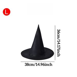 6Pcs Black Witch Hat Foldable Polyester Wizard Hat Cosplay Costume Accessory for Halloween Party Decoration Dress Up Supplies