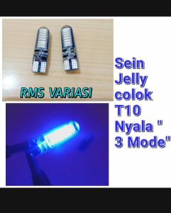 Sein/senja colok T10 Jelly 16 LED (Nyala 3 Mode) BIRU