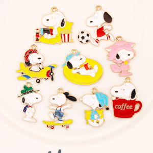 Bandai | 10/20Pcs Snoopy Anime DIY Handmade Alloy Keychain Backpack Hand Making Keychain Accessories Cute Keyring Gift for Fans