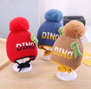 ⛔Pro🔥ลดแหลก..หมวกไหมพรมเด็กผูกคาง ไดโนเสาร์ ขนาด 2เดือน-2ปี หมวกกันหนาวน่ารัก