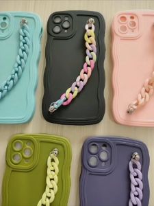 CASE CHAIN SILIKON GELOMBANG WAVY PROCAMERA MACARON FOR IPHONE SE2020 7 8 + XSMAX XR X XS 11 12 13 14 PRO PROMAX