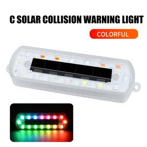 KEVANLY | 1x Solar Power Strobe Warning Light Motorcycle Car Motorbike ATV RV Tail Colorful LED Night Rear Collision Flashing Signal Lamp