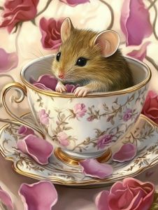 KAYOU | Acrylic Paint By Numbers  Mice in Teacups Painting By Numbers on Canvas Coloring By Number for Adults Paint Digital Art