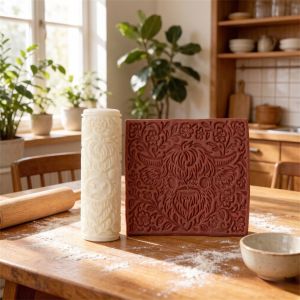 Highland Cow Pattern Rolling Pins Clay Tile Rollers 3D Printed Clay Texture Rollers DIY Floral Pattern Texture Pottery Tools