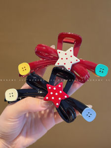 สีสันสดใส สไตล์เกาหลี กระดุมหัวเข็มขัดรูปดาวขนาดใหญ่สำหรับผู้หญิง เครื่องประดับผมสไตล์เกาหลี คลิปหัวเรือ คลิปหางฉลาม