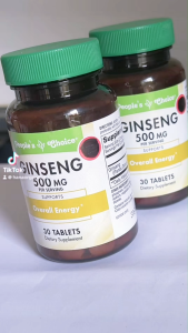 Nhân sâm Peoples Choice Ginseng 500mg 30 tablets trẻ hóa năng lượng sức bền căng thẳng trầm cảm tiểu đường của Mỹ