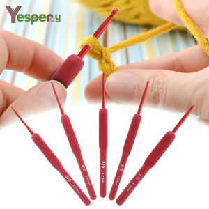 YESPERY Aluminum Crochet Hook Knitting Needles Red Soft Handle Sweater Scarf Sewing Needles Knitting Tools