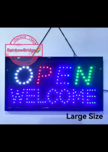 RAINBOW BRIDGE LED SIGN OPEN WELCOME (4 Colors+Blue-Small-Large) #SIZE: W48cm & W60cm BIG