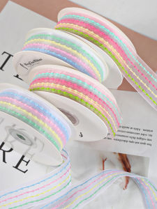 Handmade Baking Gift Packaging Butterfly Knot Silk Ribbon Four Color Stripe Snowgum Tapestry DIY Craft Material Home Fabric