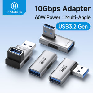 Hagibis | Hagibis USB 3.2 Adapter 90 Degree Right Angle USB A Male to Female Connector OTG Adapter Cable Extender for Laptops Charger PC