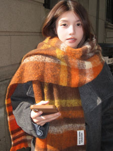 Cashmere-like British Style Gingham Scarf Womens Winter Korean Style Atmosphere Shawl Thickened Warm-Keeping and Cold-Proof Neck Protection Scarf