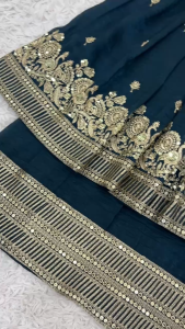 [PRE-ORDER] Ready Made Heavy Crunchy Silk With Heavy Embroidery Sequence Work Suit (10-15days delivery)