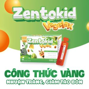 Siro bổ sung chất xơ hòa tan tự nhiên Zentokid Vegelax giảm táo bón cho bé 20 ống