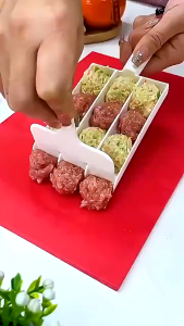 4 Rows Non-Stick Meatball Maker Creative Triple Beaf Fish Ball Rice Balls Mold Efficient Homemade