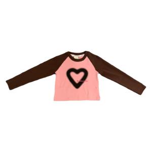 Polahankids Long Sleeve Short Fit T-shirt for Girls Spring Summer Season Color Block Design Korean Style Childrens Clothing