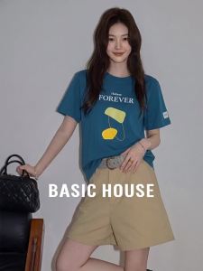 Basic House | Navy Pure Cotton Printed Short Sleeve T-shirt