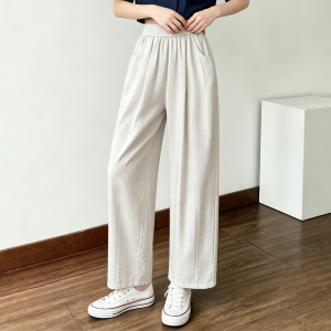 BALENO | Natural Linen High Waist Loose Straight Crop Pants