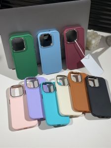 Silver Liquid Frame Phone Case for Apple 14 Womens Simple Pure Color Protection Cover Elegant Anti-Fall XR Protective Shell