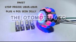 Paket Lampu Motor & Lampu Stop Projie Ubur-Ubur Plus 4pcs Sen Jelly Diam/Non Flash