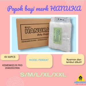 POPOK BAYI BERKUALITAS MERK HANUKA UKURAN S M L DAN XL ISI 50pcs