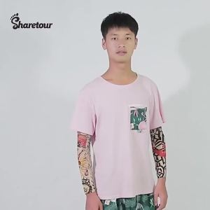 Tay Áo Hình Xăm Hoa Văn Chất Liệu Thun Thoáng Khí Vải Lụa Băng Chống Nắng Họa Tiết Tay Áo Mỏng Dành Cho Nam Phong Cách Thường Ngày Chống Tia UV Dệt Kim Polyester