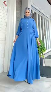 Meika Mika Dress Gamis Crinkle Airflow Premium Kancing Polos