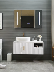 [SG Seller]Bathroom Cabinet Smart mirrors Makeup Cabinet Bathroom Vanity Cabinet Set  Rock Board Countertop Basin