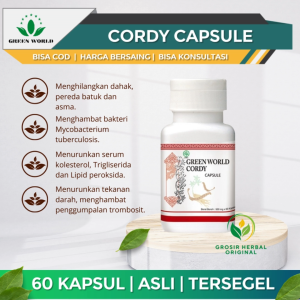 Green World Cordy | Cordyceps Plus Capsule Suplemen Herbal untuk Kesehatan Paru dan Imunitas Tubuh