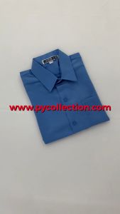 FH040 - KEMEJA PENGAWAS LENGAN PENDEK BIRU LICIN