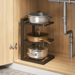 Kitchen pot rack rack multifunctional storage rack kitchen organizer home adjustable sink cabinet countertop storage rack