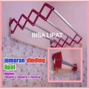 [ BERGARANSI ] Jemuran Lipat Tempel Dinding Kuat Jumbo Alumunium Anti Karat Bahan Flat Setrip Jemuranlipat Toilet Jemur Handuk Pakaian Gantungan Tarik Di Tembok Palang 4 Kokoh - Tempat Jemuran Rak Baju Serbaguna Anak Kos Tempel Didinding Panjang Stainless
