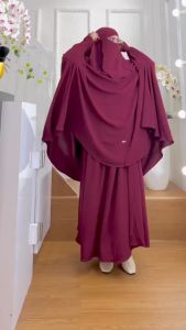 BISA COD! Khimar Jumbo Non Pet Tali Berlengan Set Rok Bahan Kringkel Premium By Ory AjeZas Collect