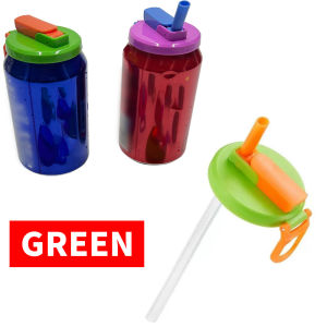 Reusable canned beverage cup lid equipped with 2 silicone straws leak proof snap on sealing lid suitable for beverage beer ca